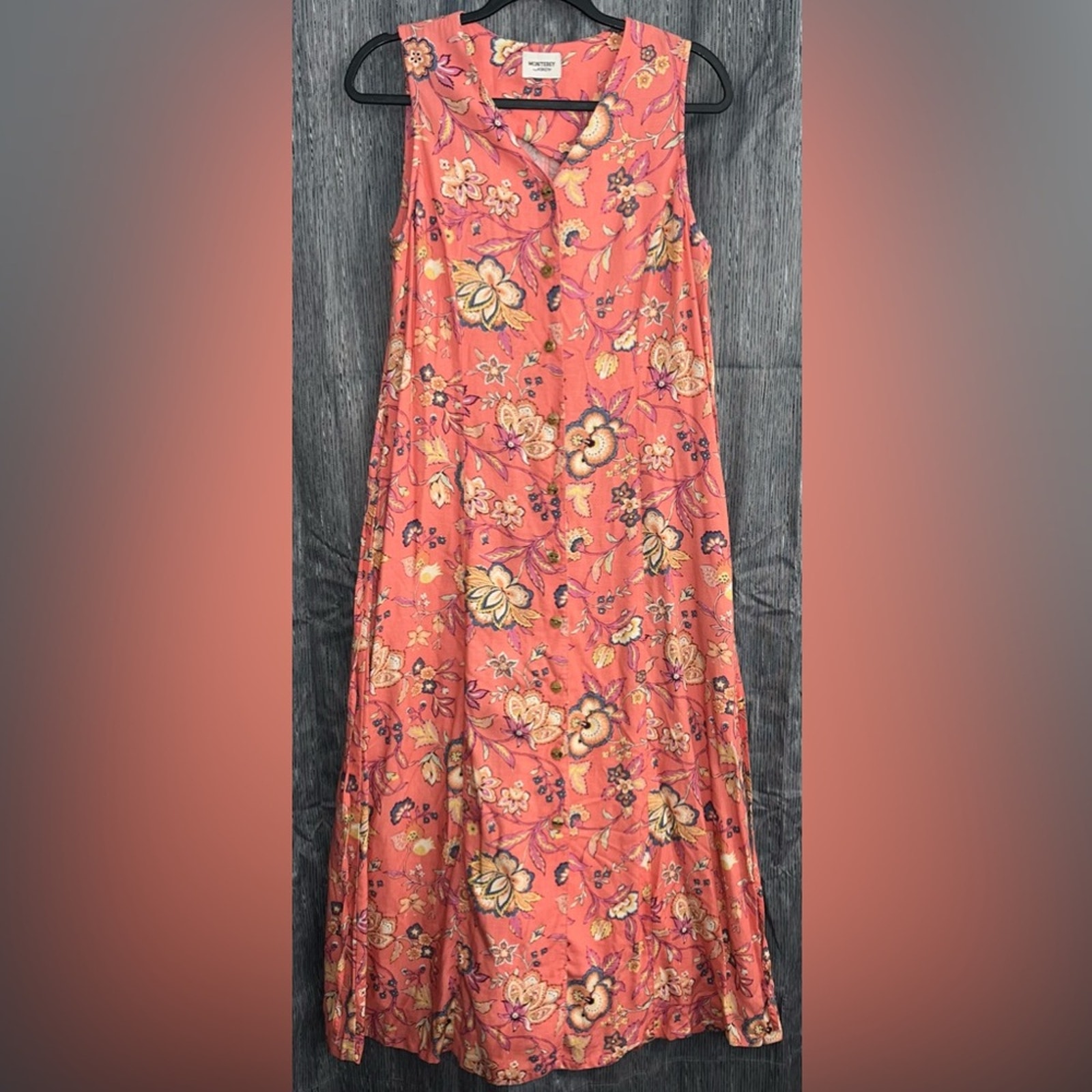Vintage Monterey By Koret Foral Print Button Down Maxi Dress 19 P2p